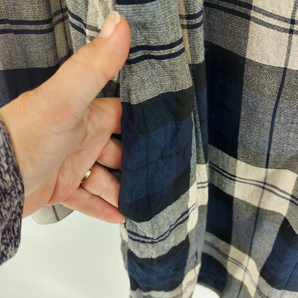 Theory Panel Front navy multi fall plaid shirt dress viscose wool blend - Picture 5 of 7